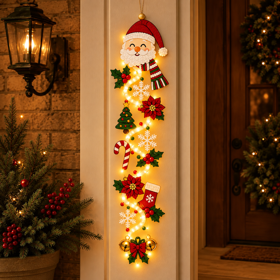 Light-up Christmas door hanger