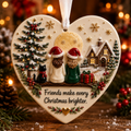 Friendship Christmas ornament with two friends in Santa hats