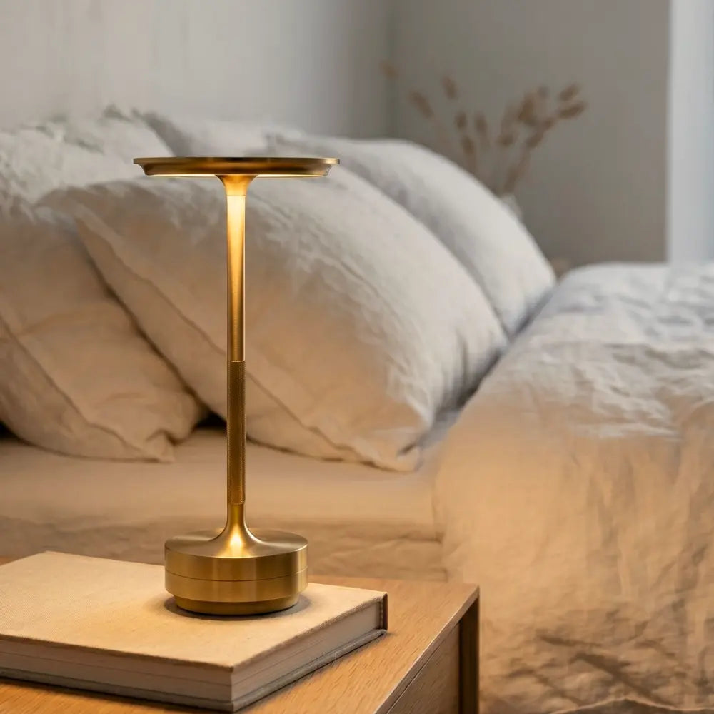 Cordless table lamp as a bedside light on a nightstand