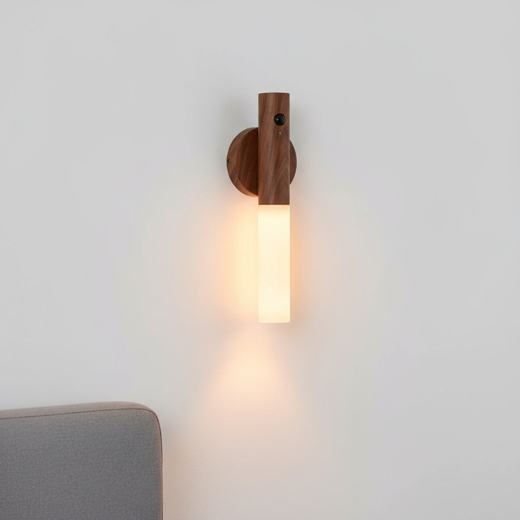 rechargeable wooden wall sconce dark brown