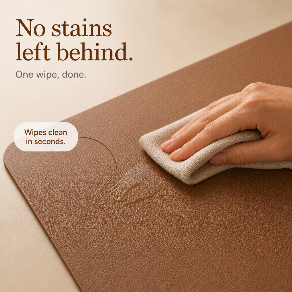Faux leather placemat color option on a wood table