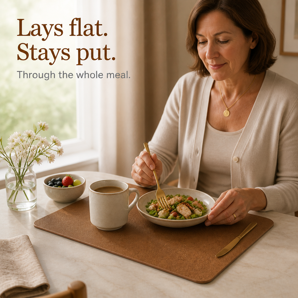 Faux leather placemat color option at a set table