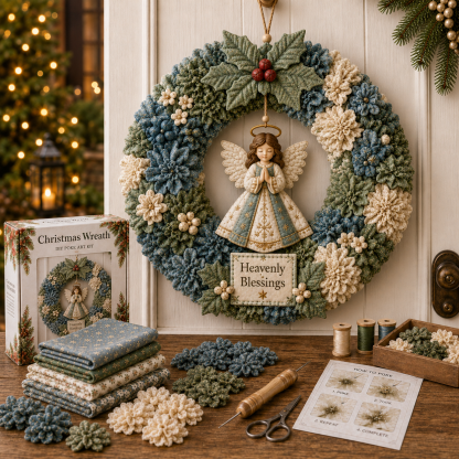 Detail of the twine hanger on a textured Christmas wreath