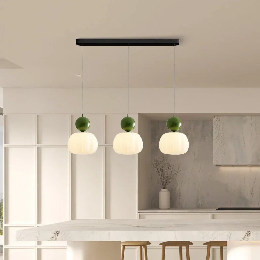 Cream pendant light with frosted ribbed glow