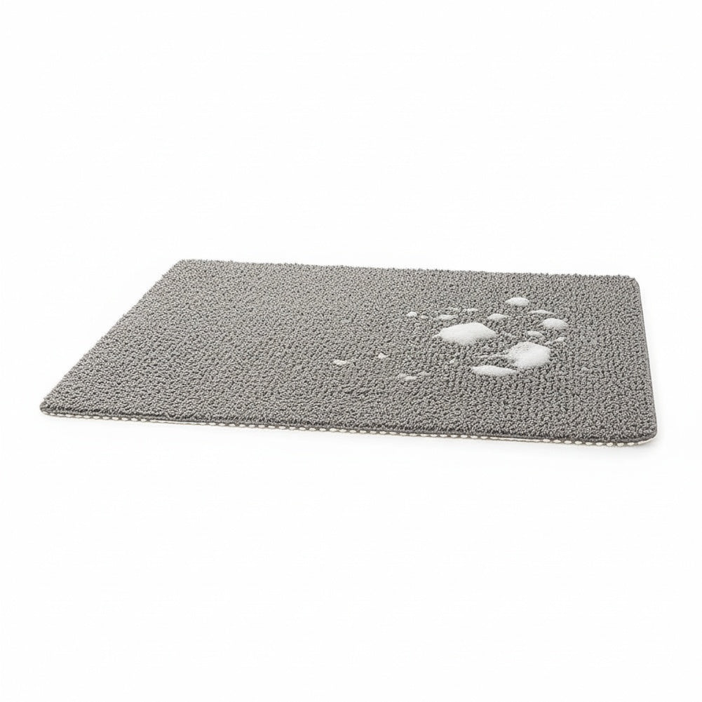 Gray non-slip shower mat with open textured weave