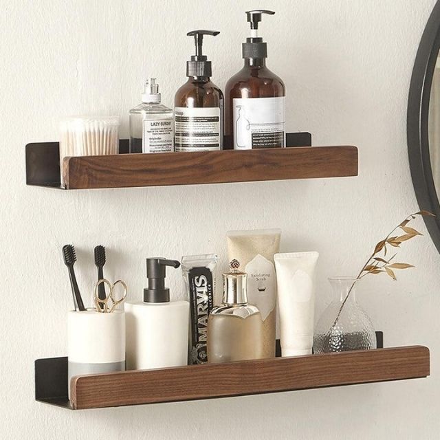 No-drill wood wall shelf