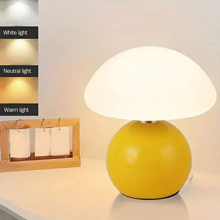 Mushroom-shaped lamp with glossy ceramic base, product view