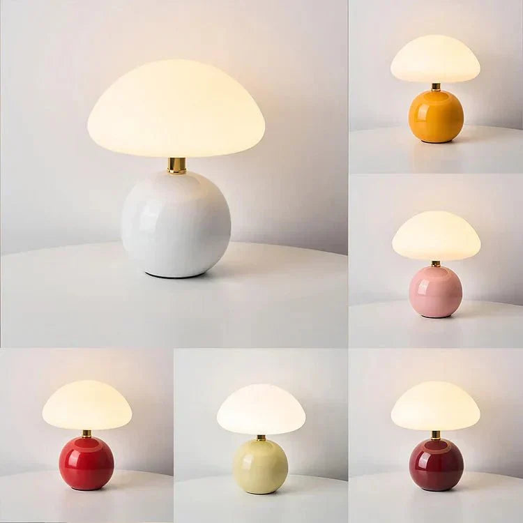Six base color options for the ceramic mushroom lamp