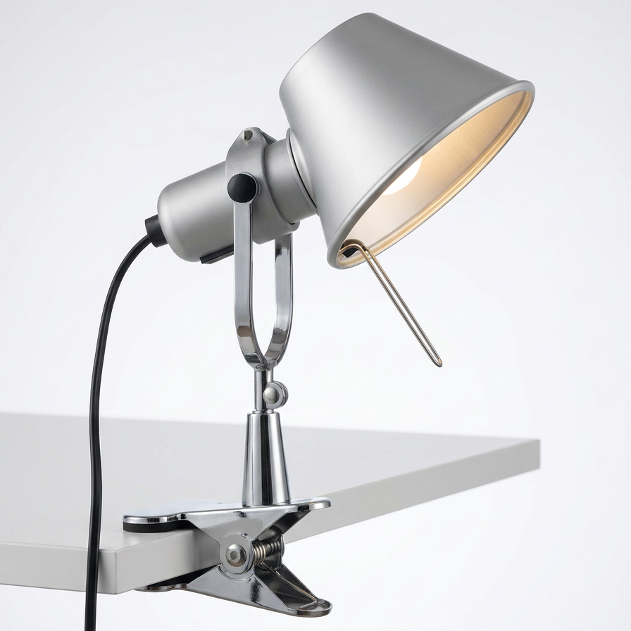 Modern wall sconce lighting clip-on lamp in brushed aluminum and chrome