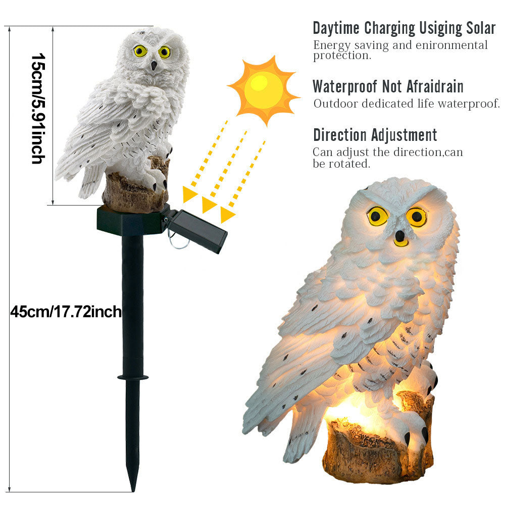 Wireless solar owl light for garden beds