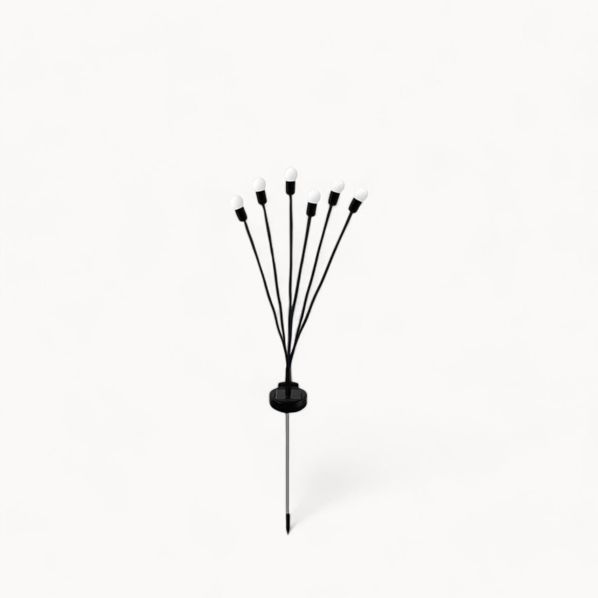 Single solar stake light with six bulbs and solar panel
